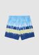 Blue tie-dye swim shorts with drawstring_1