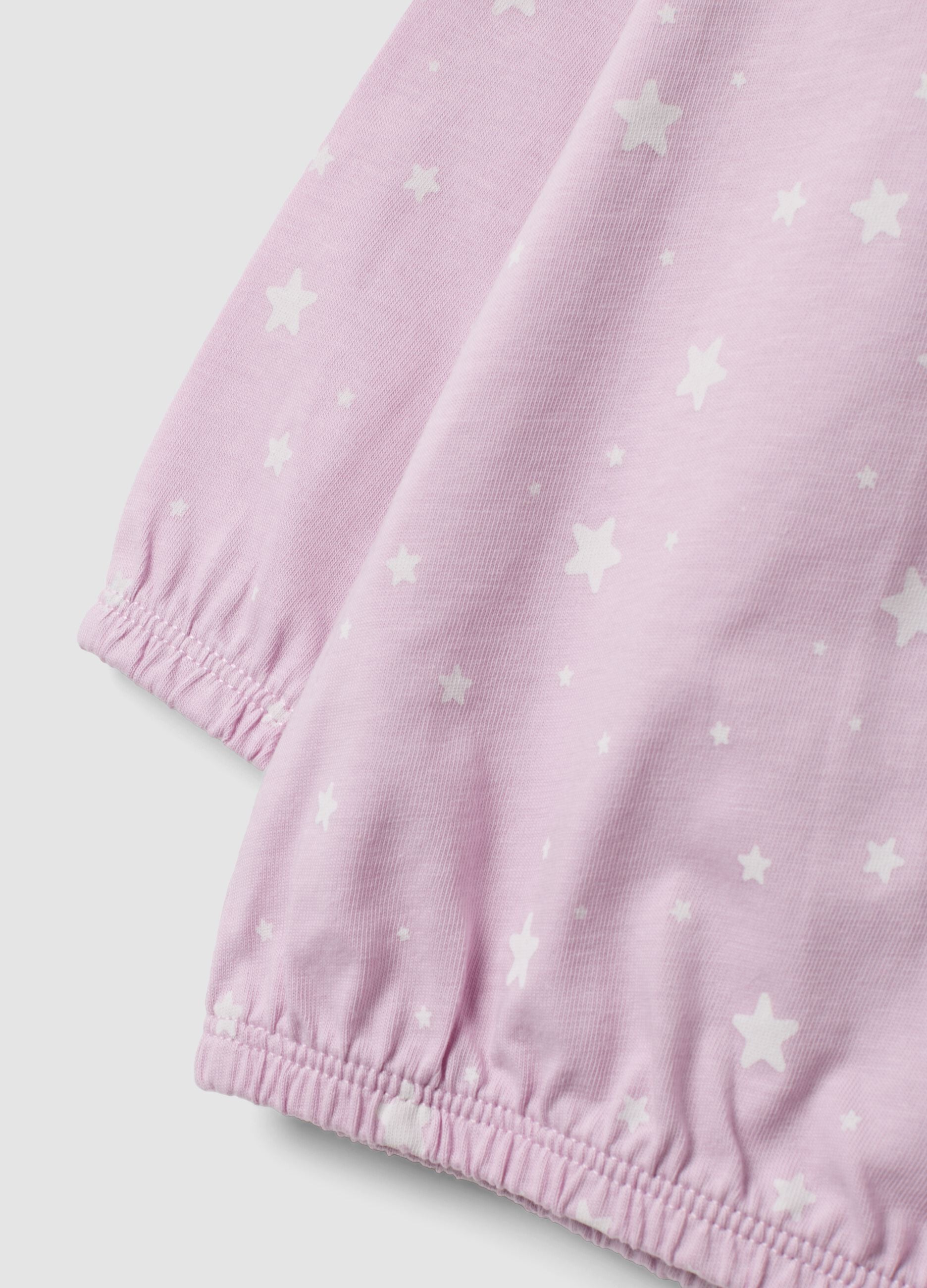 Rosa Pyjama aus Bio-Baumwolljersey mit Sternprint