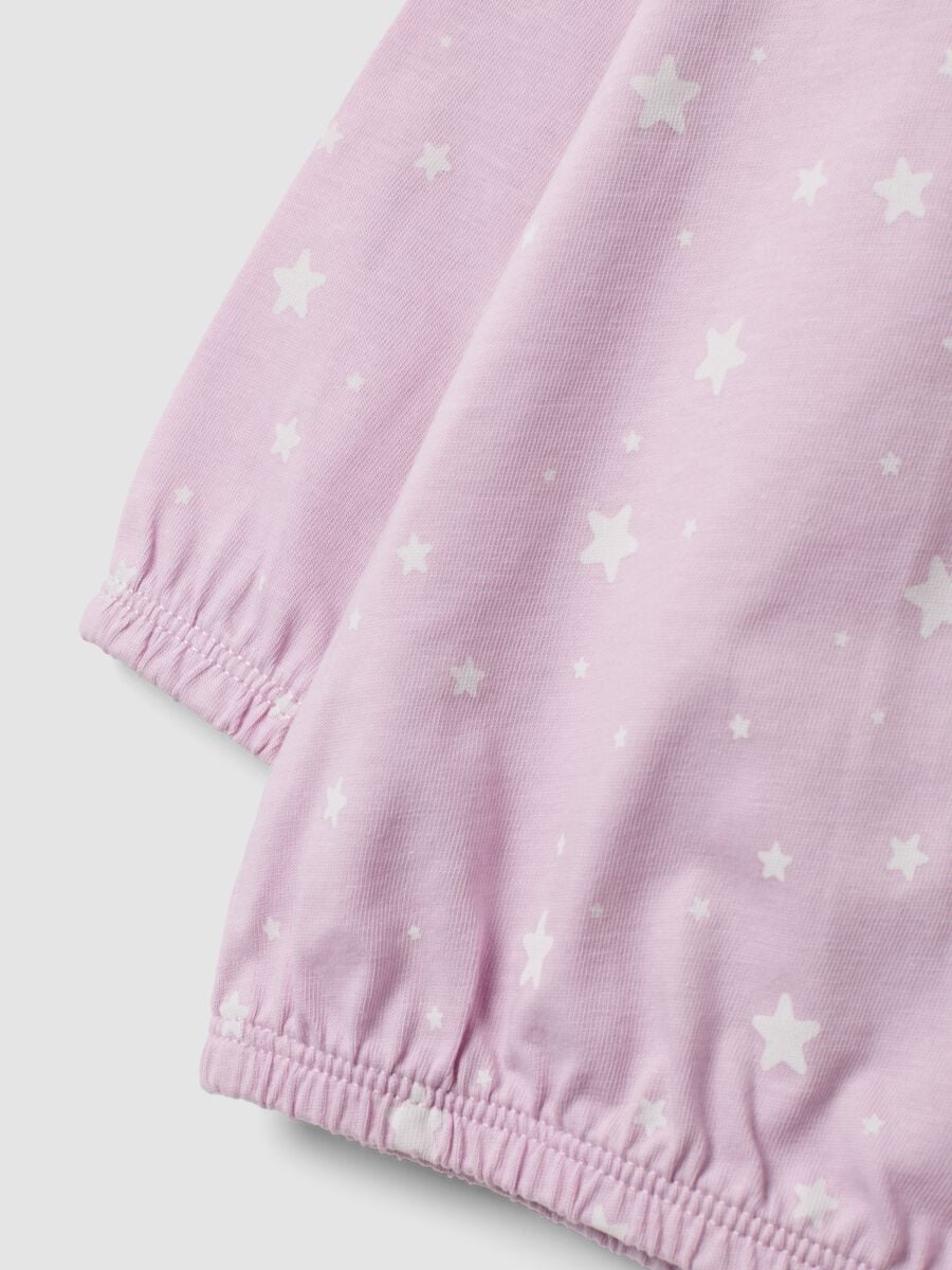Pink organic cotton jersey pyjamas with star print_3
