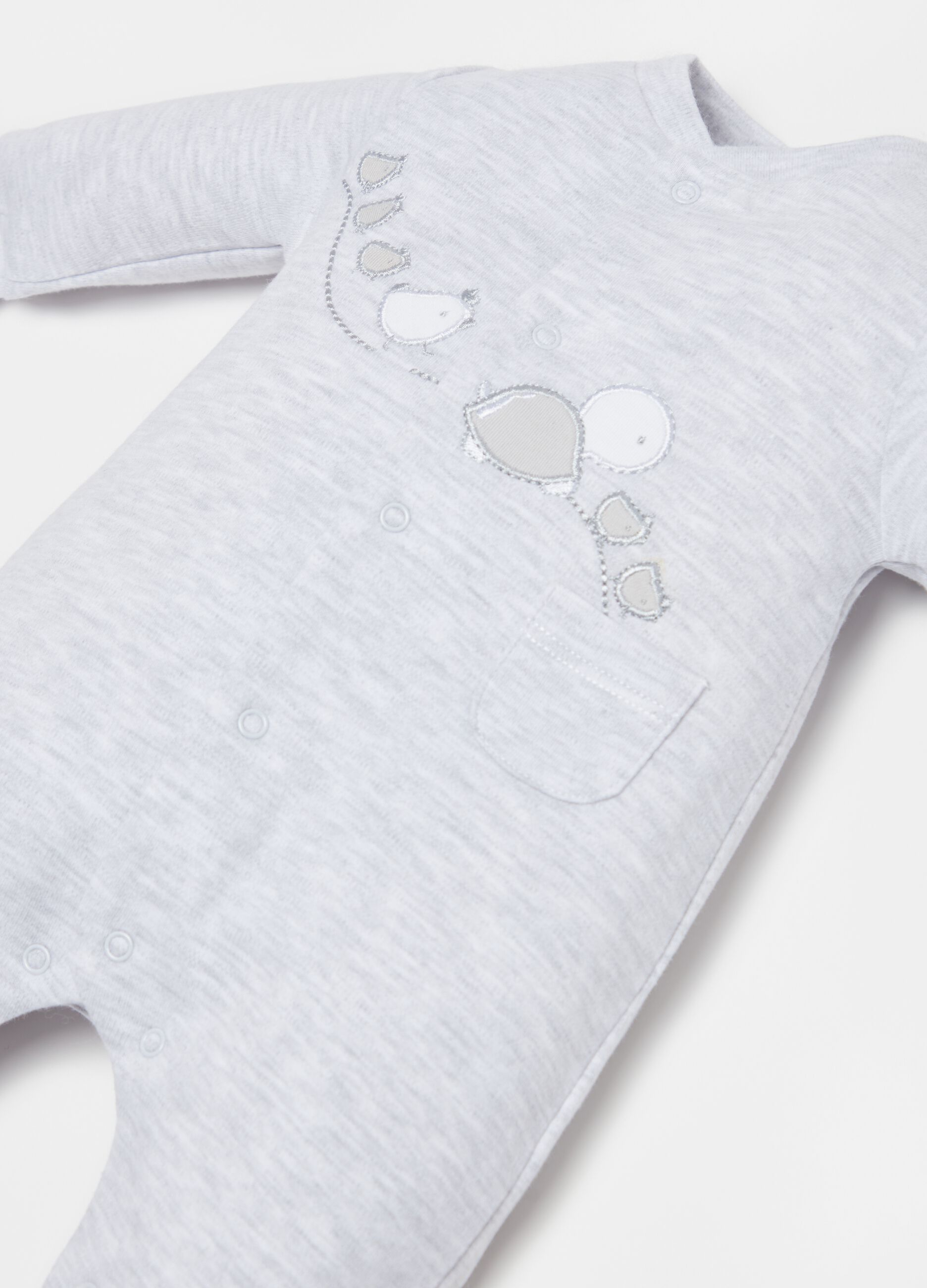 100% cotton onesie with feet and embroidery