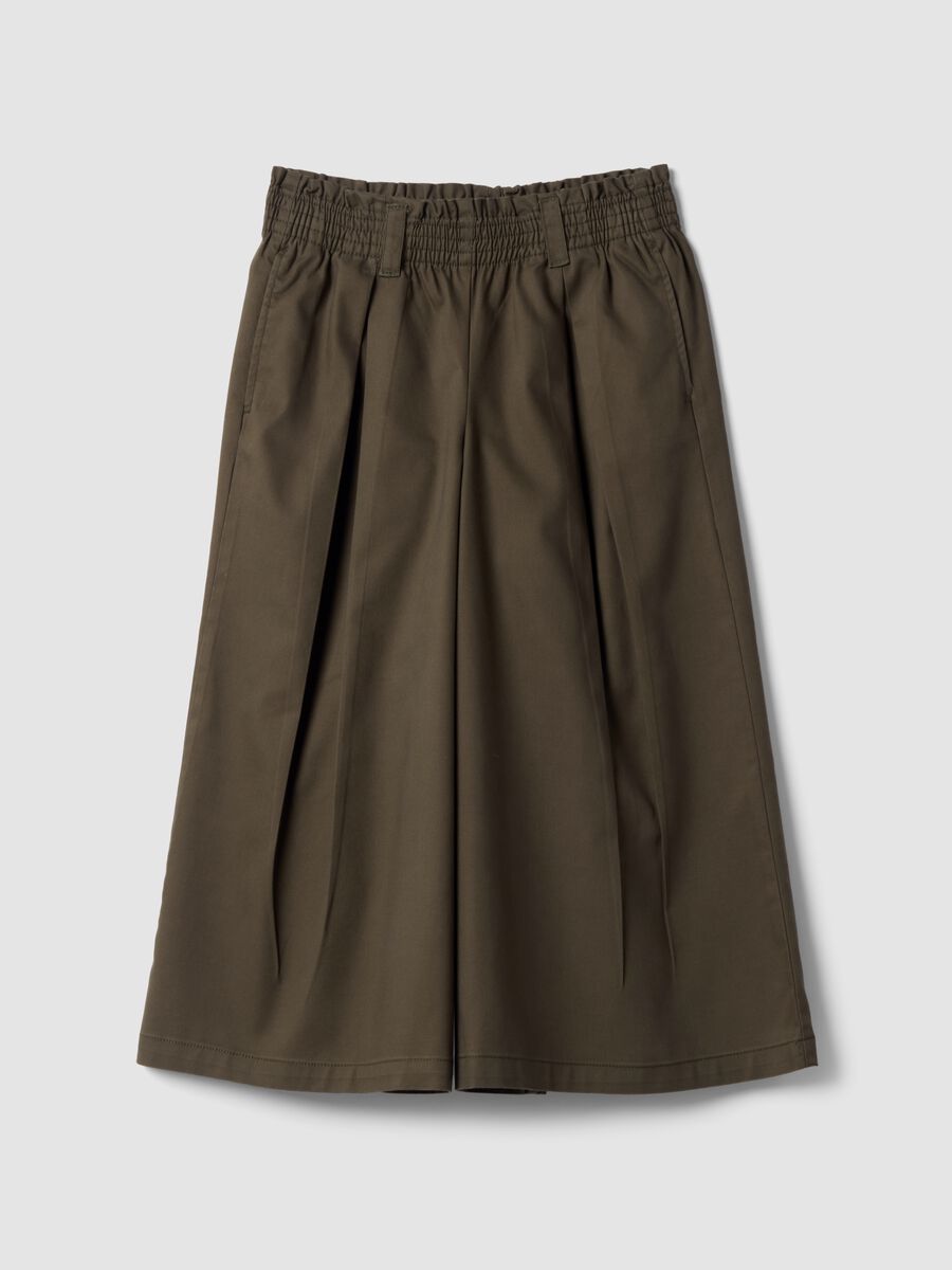 Pantalon jogger vert wide leg en m&eacute;lange coton et lyocell pour fille_0