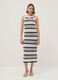 Fitted maxi dress in pure cotton with openwork knit and multicolour stripes_0