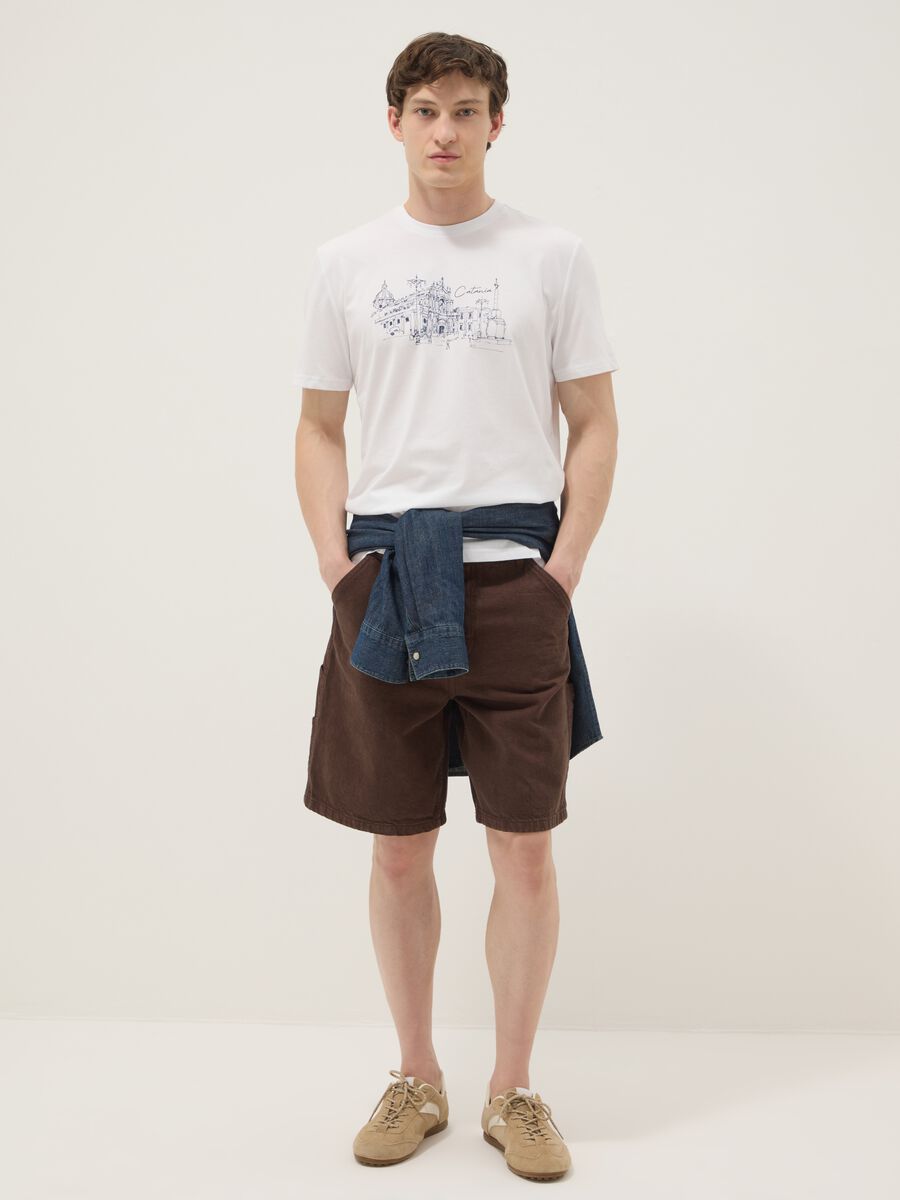 Wei&szlig;es T-Shirt aus reiner Baumwolle mit Print, Regular Fit_1