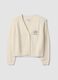 Cardigan beige in misto cotone con scollo profondo a V fitted_4