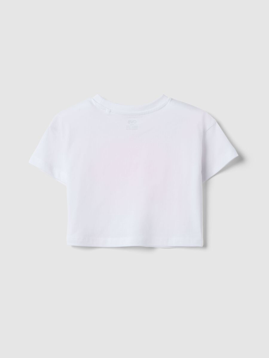 Girls' pure cotton white T-shirt boxy fit with print_1