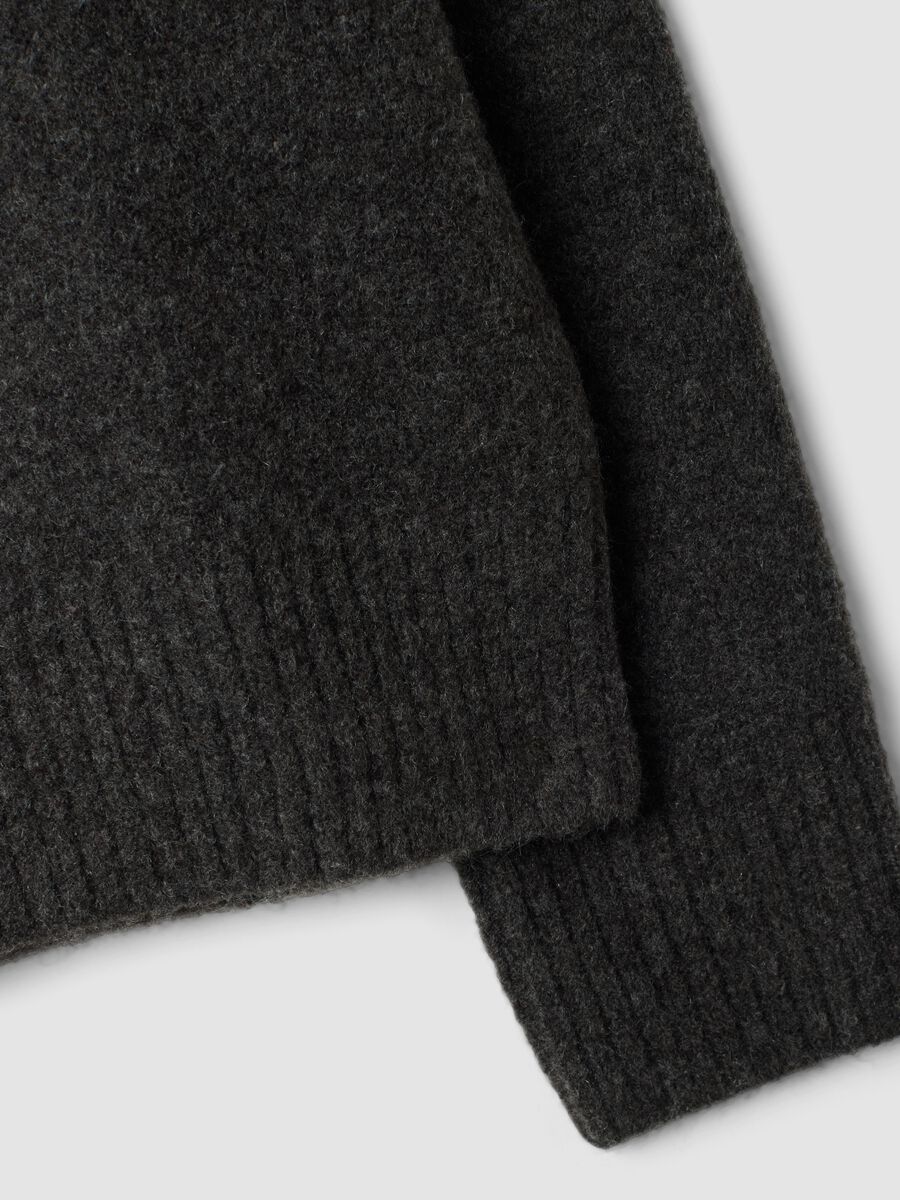 Anthracite grey stretch wool jumper with stand-up collar_6