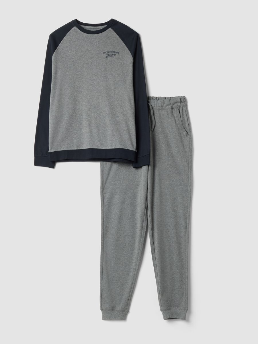 Grey pure organic cotton crew-neck pyjamas_0