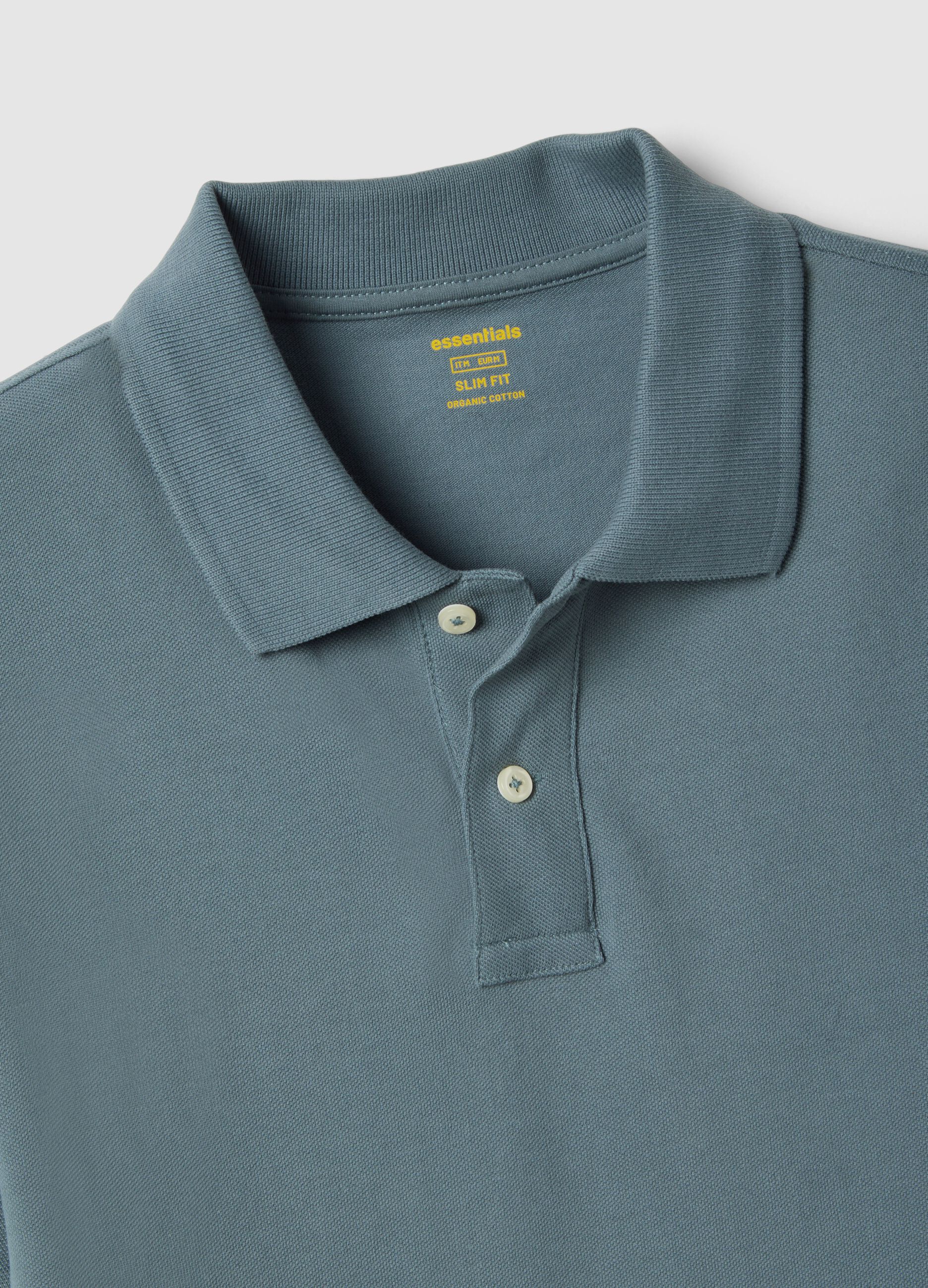 Slim Fit graues Polo aus reiner Baumwolle