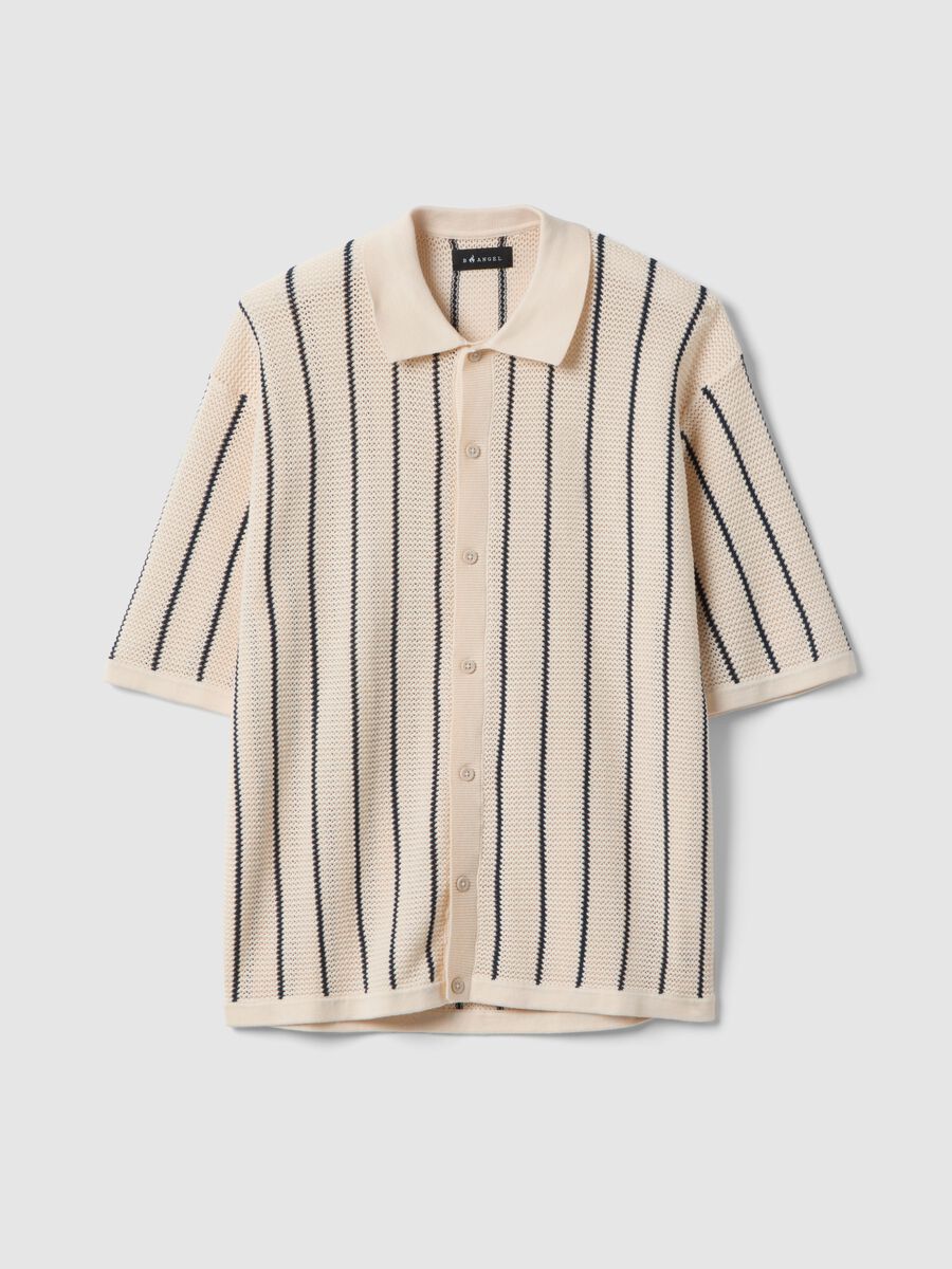 Multicolour striped pure cotton polo with bowling collar, regular fit_4