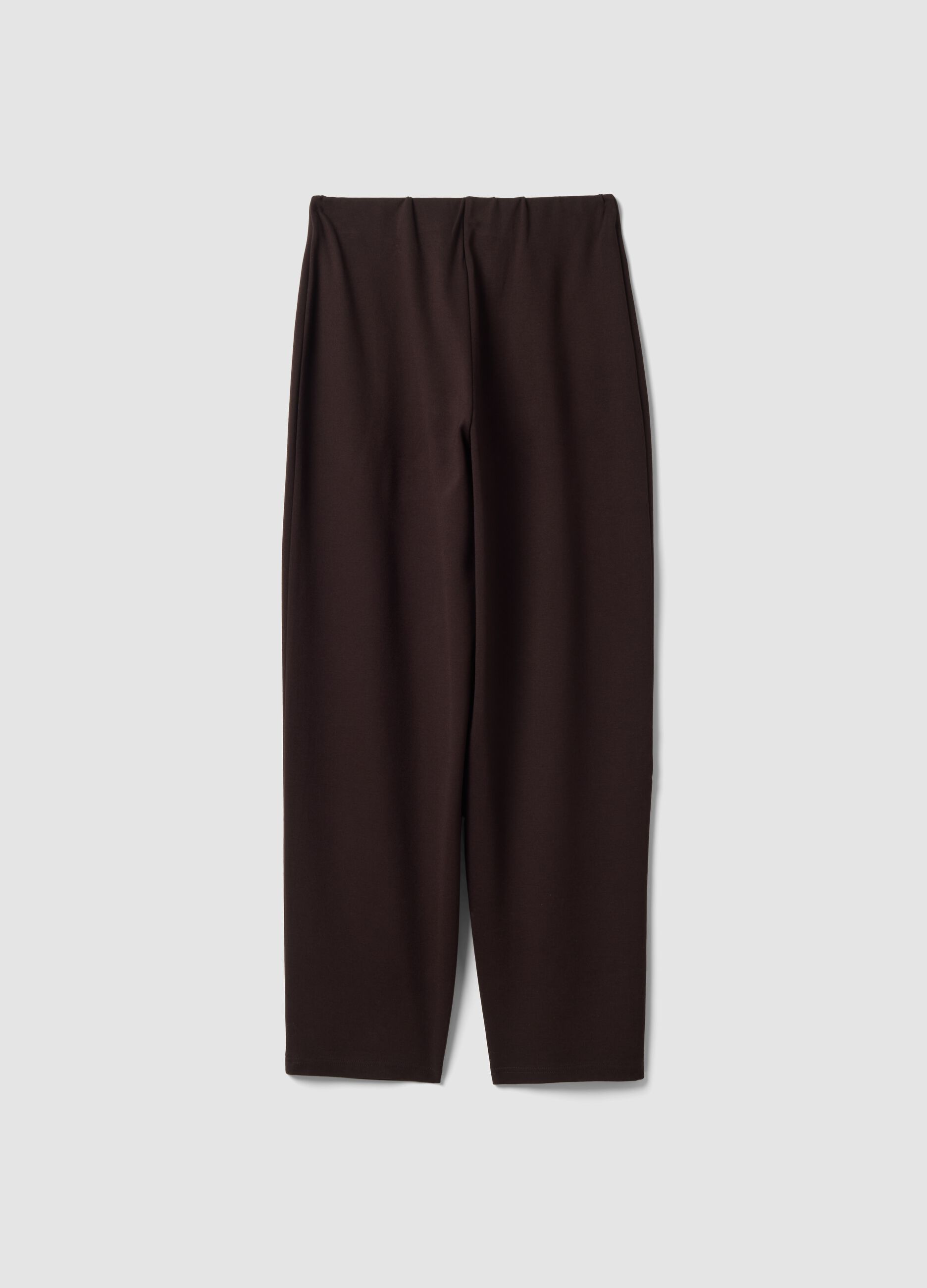 Braune Joggerhose aus elastischem Viskose-Milanojersey im Barrel Fit