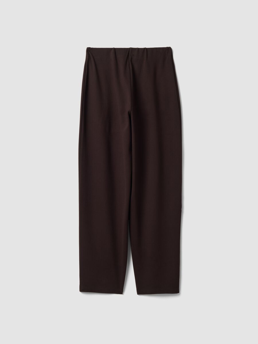 Braune Joggerhose aus elastischem Viskose-Milanojersey im Barrel Fit_6