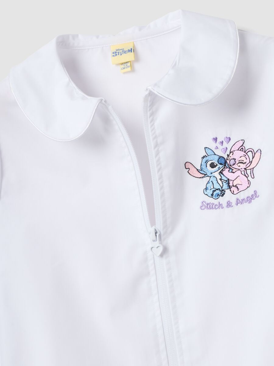 White girls&rsquo; school apron with zip and Stitch embroidery_2