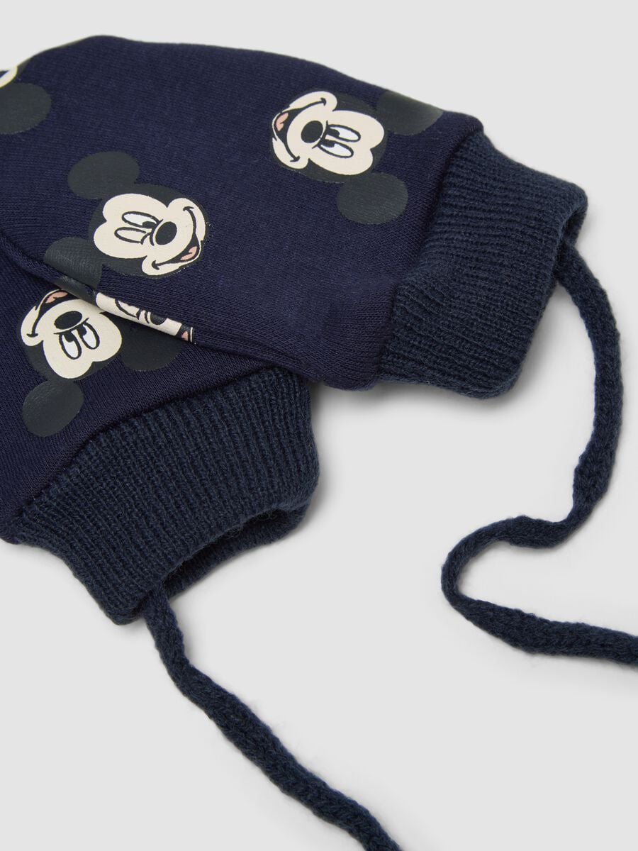 Guanti blu in tessuto elasticizzato con stampa Mickey_2
