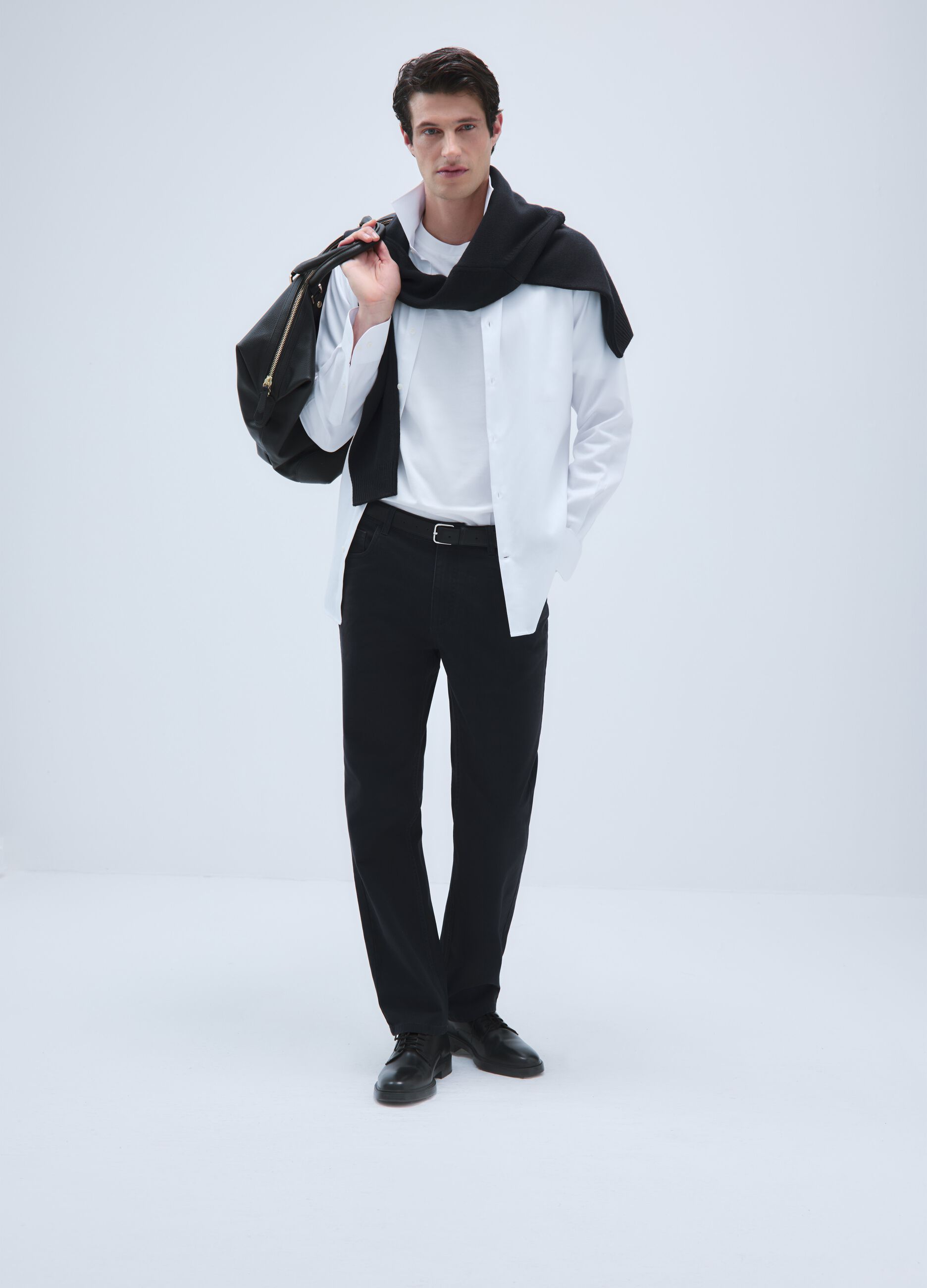 Black Regular Fit Pure Cotton Trousers