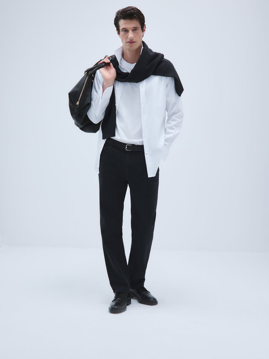 Black Regular Fit Pure Cotton Trousers_0