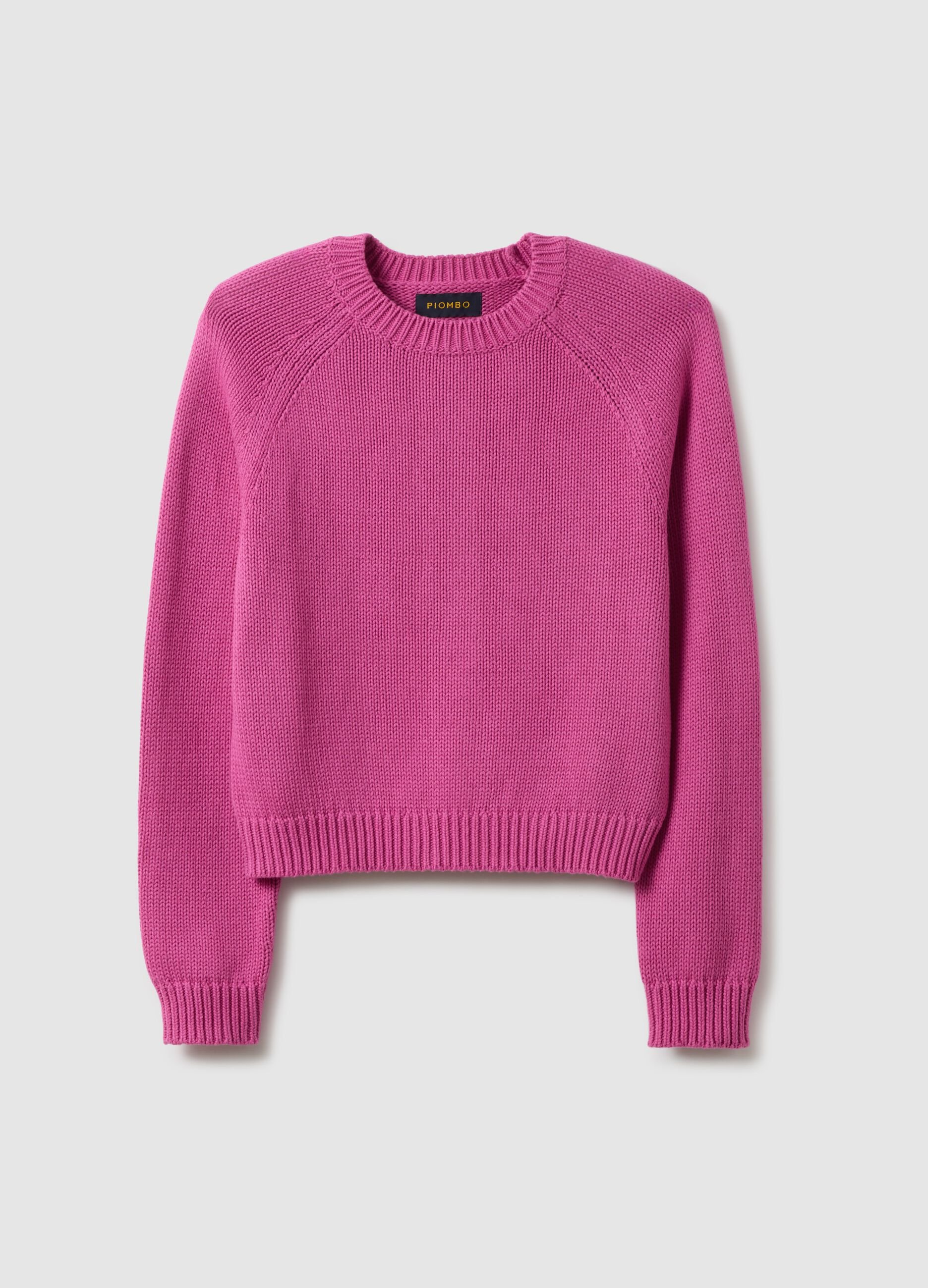 Pink crew neck jumper in pure cotton regular fit