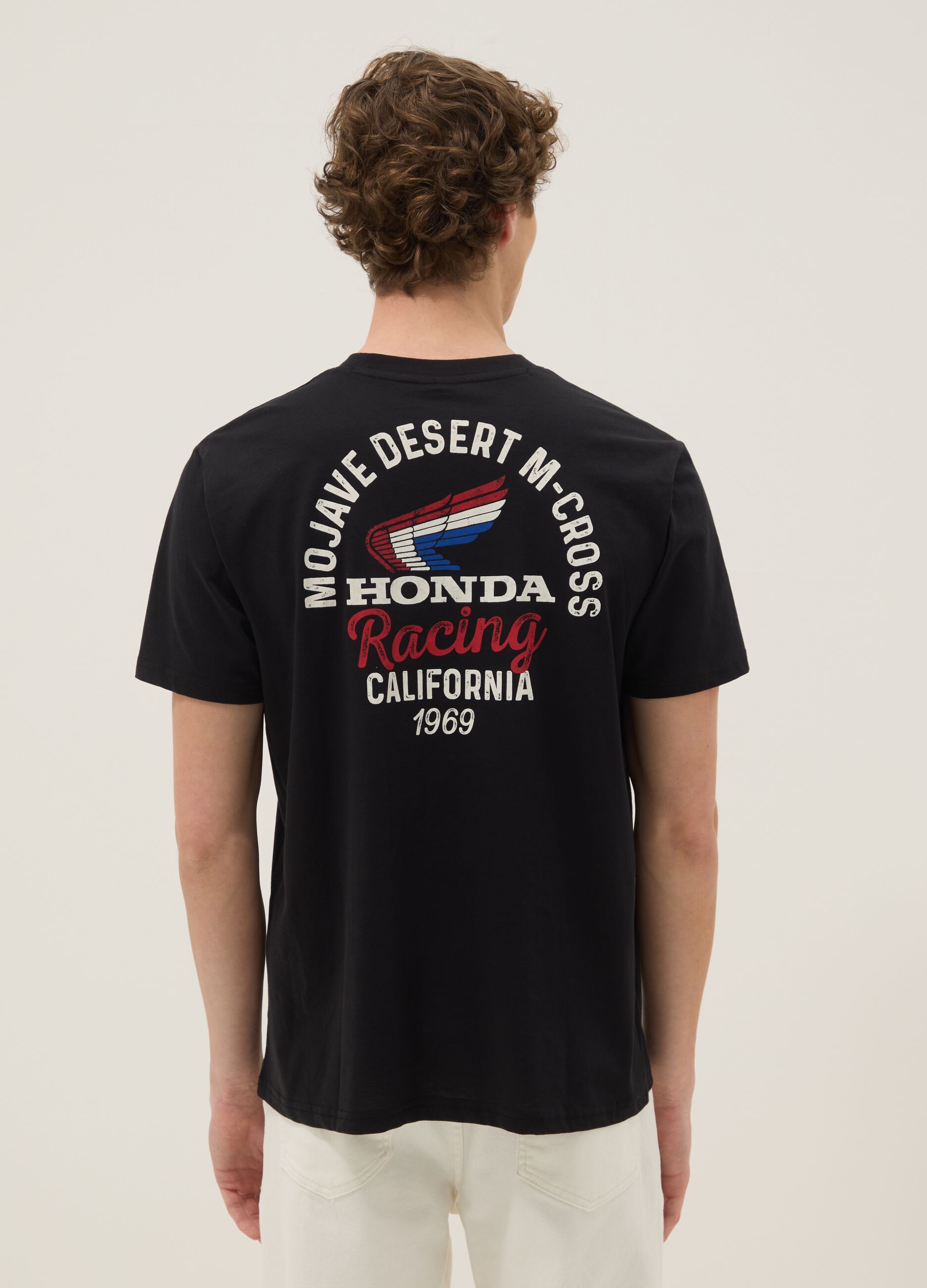 Schwarzes T-Shirt aus reiner Baumwolle mit Print, Regular Fit