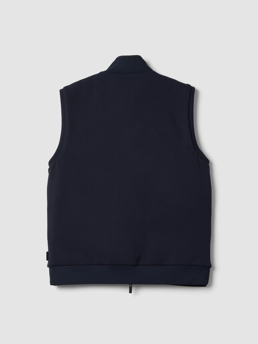Gilet blu in cotone elasticizzato con colletto regular fit_6