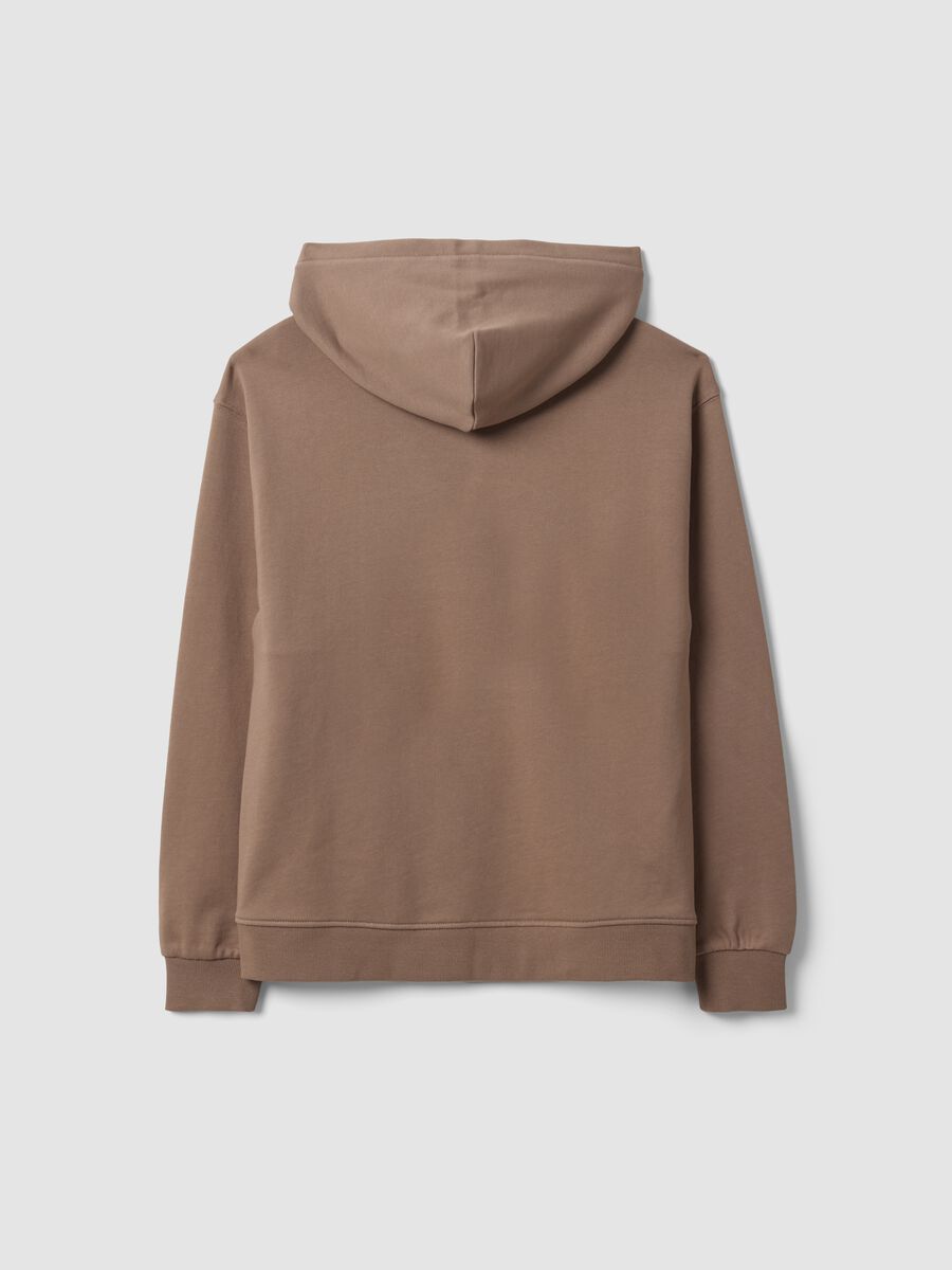 Beige organic cotton zip-up hoodie for boys, relaxed fit_1