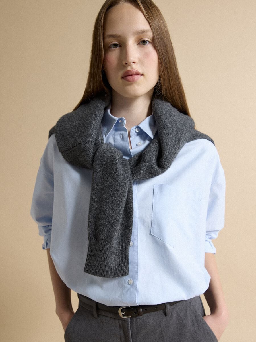 Light blue pure cotton shirt with classic collar, regular fit_1