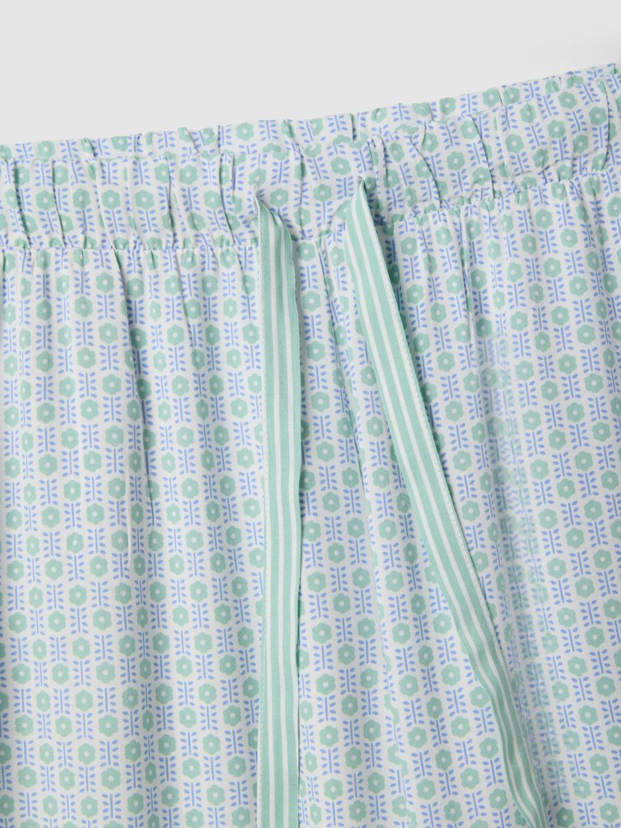 Multicolour pure viscose pyjama trousers with geometric pattern, regular fit_1