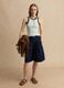 Wide leg pure cotton blue shorts_0