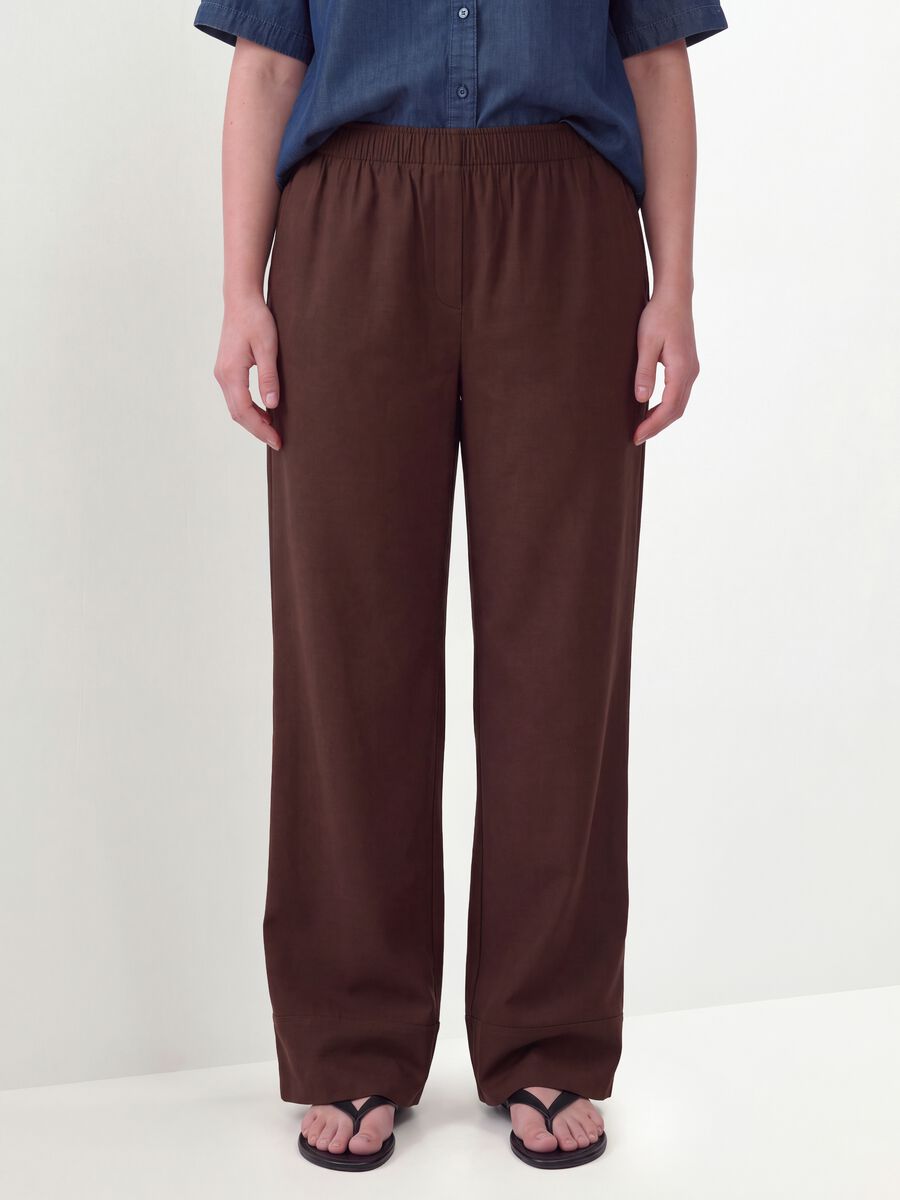 Brown wide-leg trousers in a viscose blend_2