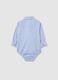 Newborn blue pure cotton bodysuit with pointed collar and long sleeves_1