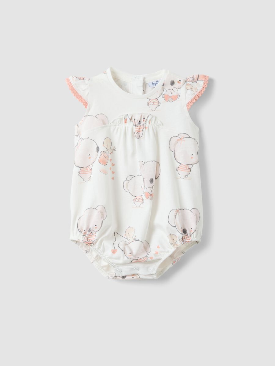 White pure cotton romper for baby girls with designs_0