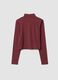 Red cropped stretch T-shirt with high neck_6