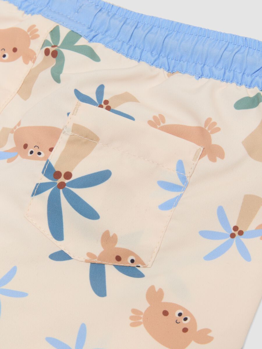 Beige tropical-print swim shorts for baby boys_3