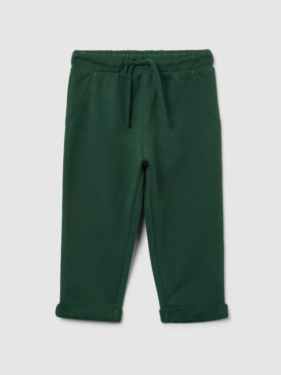 Green jogger trousers for boys in pure cotton regular fit_0