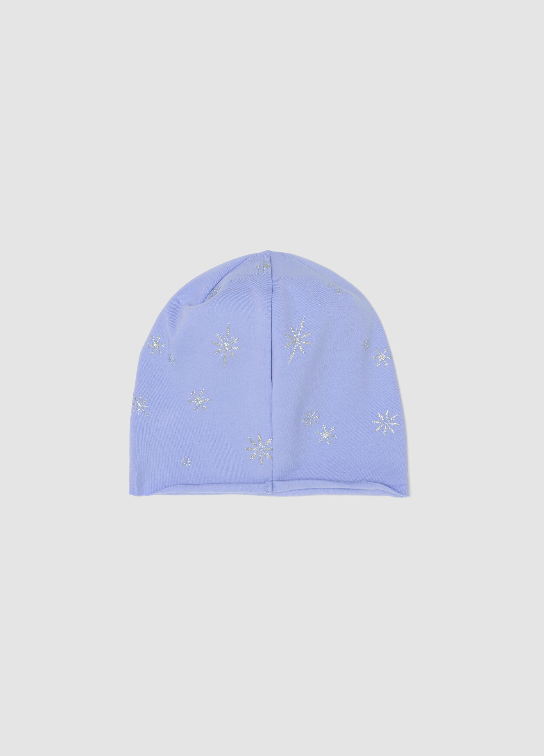 Purple stretch cotton jersey hat with Frozen print for girls