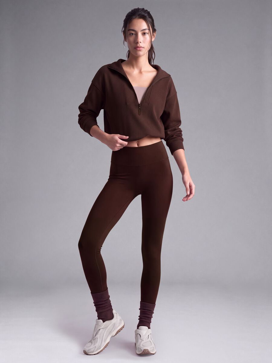 Brown high-waisted stretch leggings_0