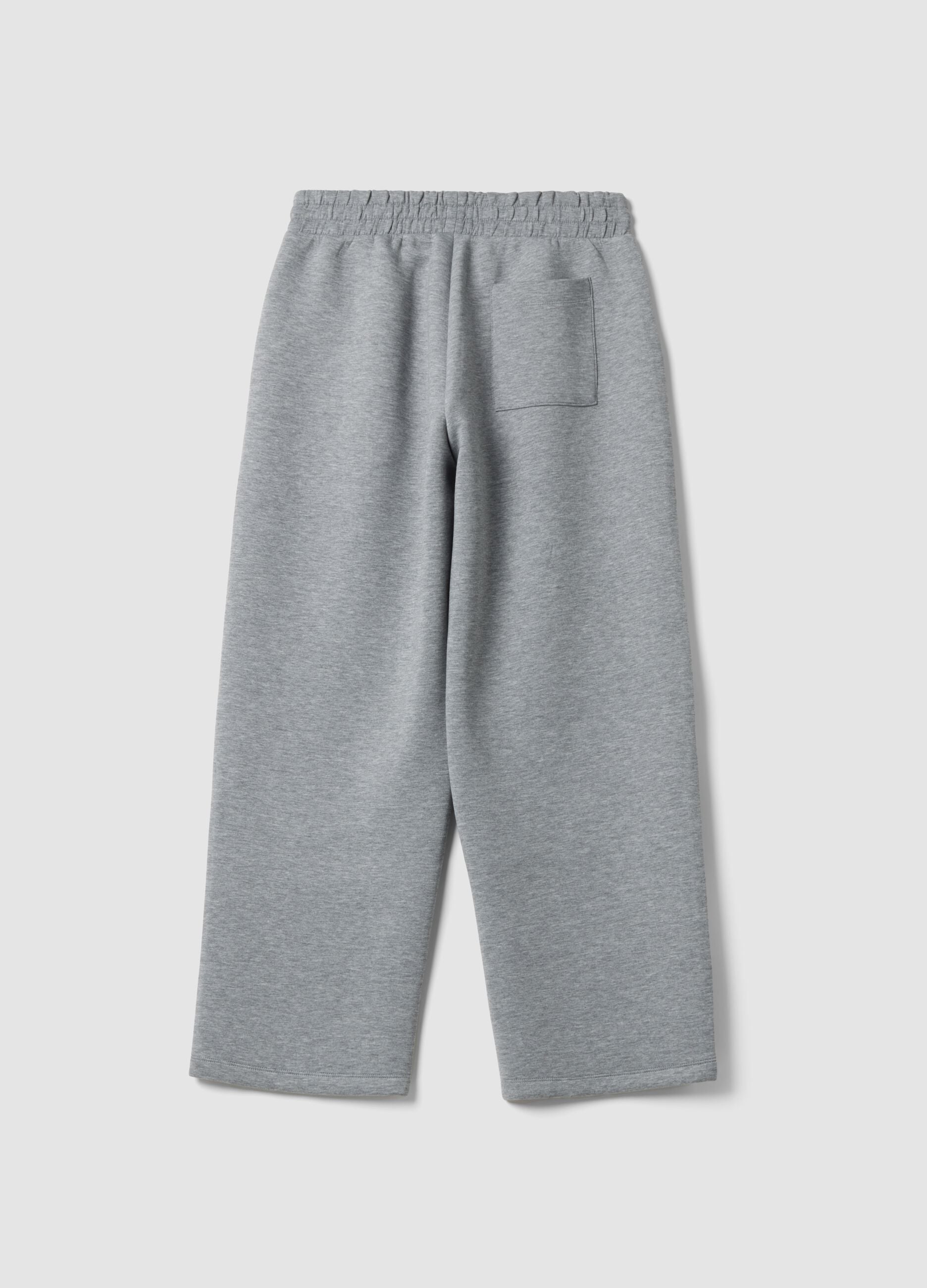Pantaloni grigio melange in viscosa elasticizzata over fit