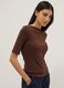 Brown stretch viscose t-shirt regular fit with boat neckline_0