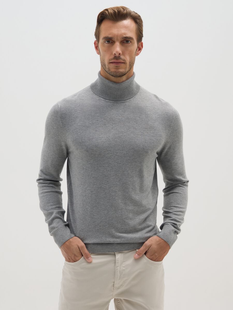 Grey regular fit turtleneck_0