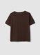 Brown pure cotton T-shirt with floral print, regular fit_1