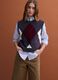 Grey jacquard wool-blend crew-neck gilet, regular fit_1