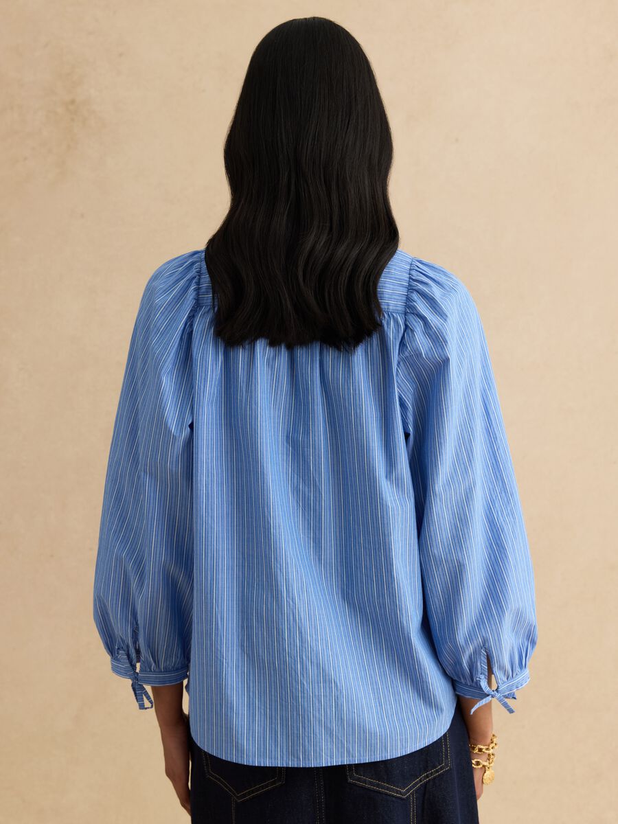 Multicolour striped pure cotton shirt with regular fit and Mandarin collar_1