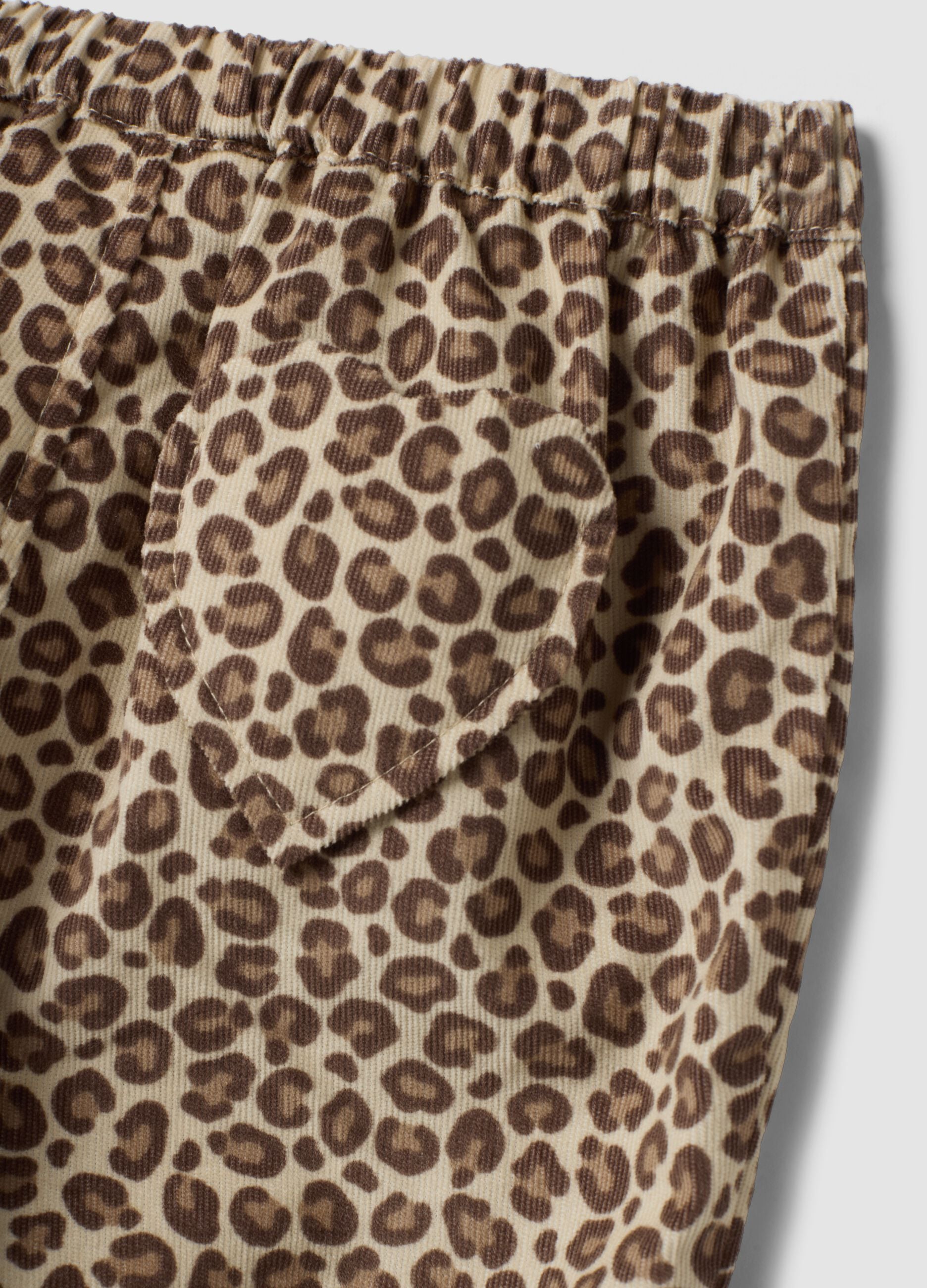 Brown animal print cotton & lyocell blend trousers for baby girl