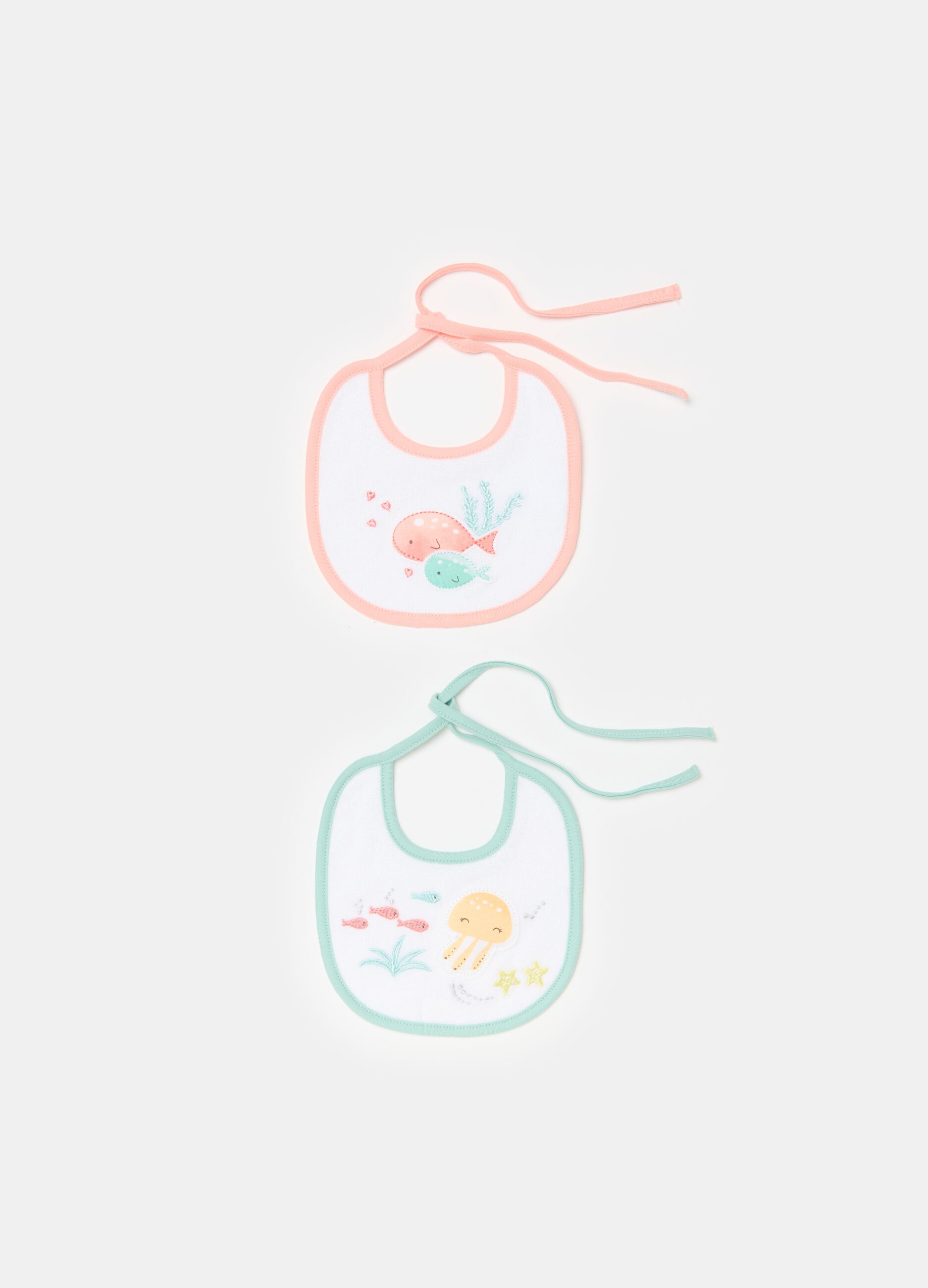 Two-pack bibs in cotton with sea motif