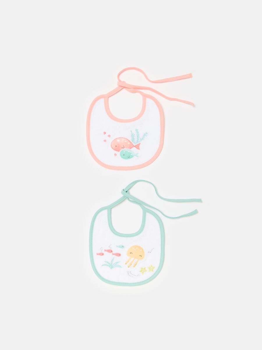 Two-pack bibs in cotton with sea motif_0