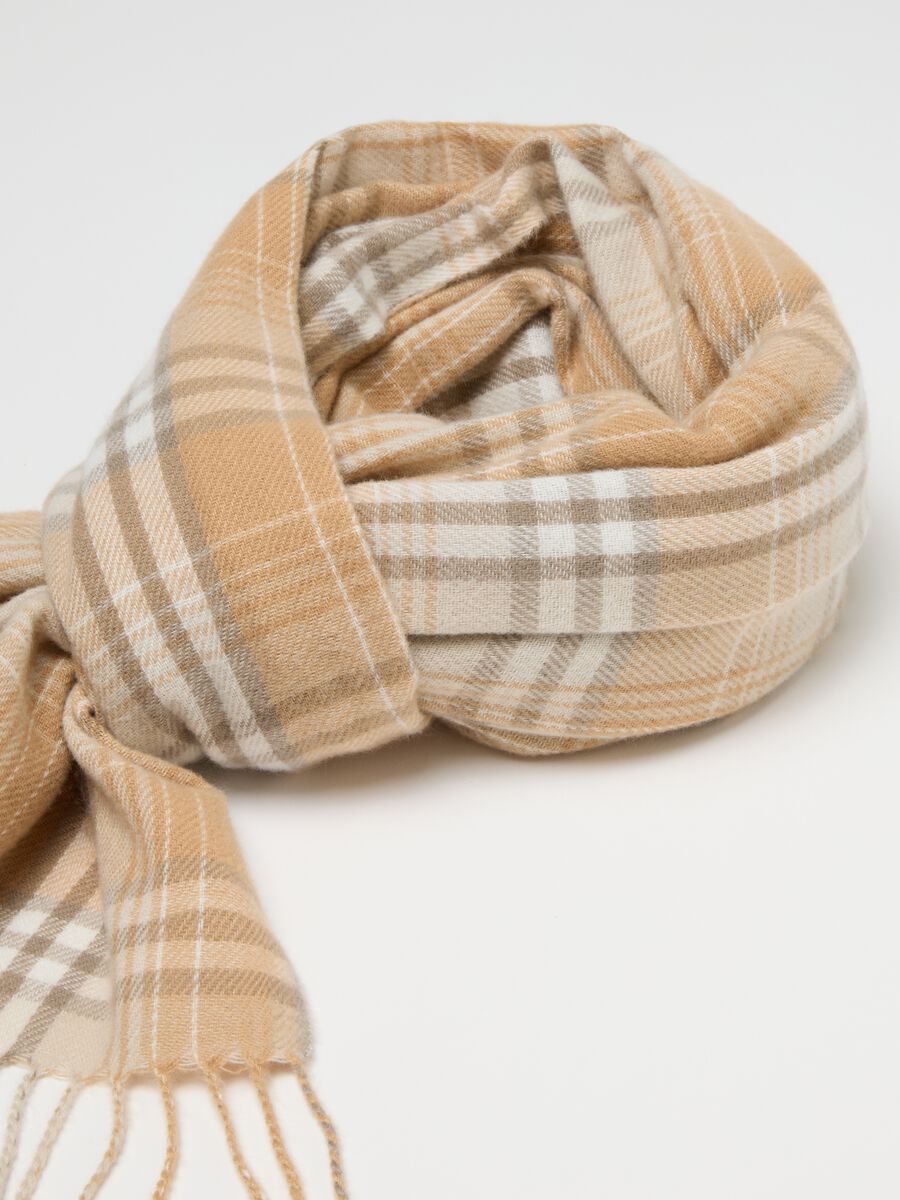 Beige Check Scarf_1