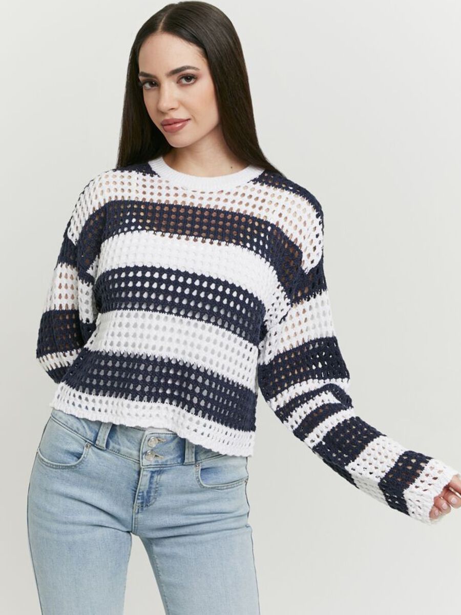 Multicolour open-knit long-sleeve top - regular fit_0