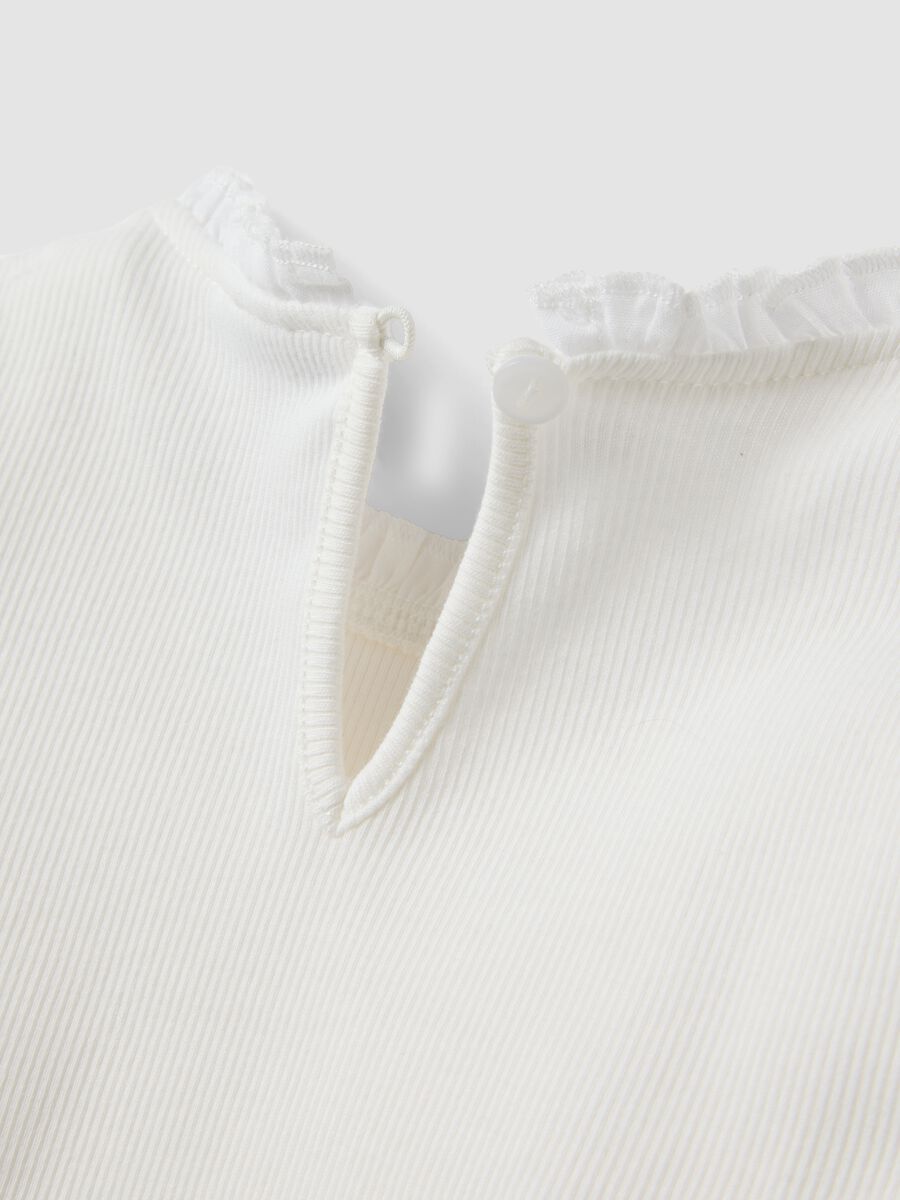 White ribbed organic stretch cotton crew-neck top_3