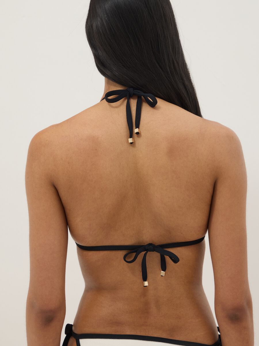 Multicolour triangle bikini top in stretch fabric_2