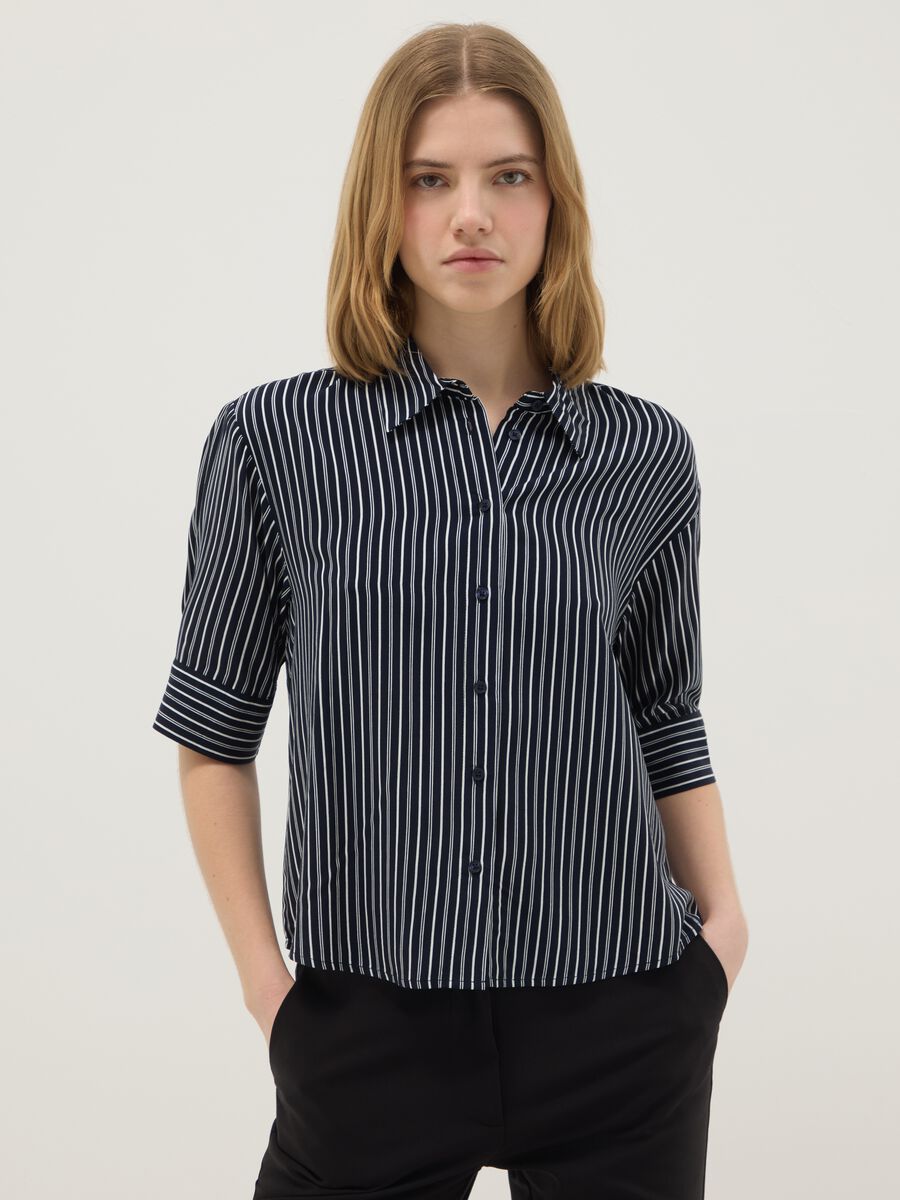 Regular Fit Multi-Colour Striped Pure Viscose Shirt_0