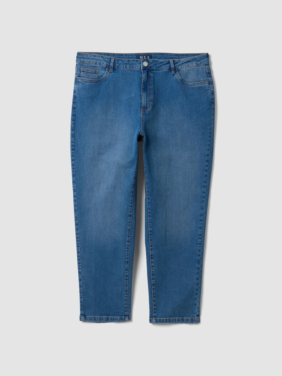 Jeans denim blu in cotone elasticizzato slim fit_0