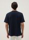 Relaxed fit blue crew neck pure cotton T-shirt_2